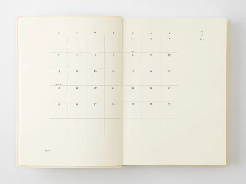Pre-Order 2027 MD [A5] Notebook Diary 1 Day 1 Page
