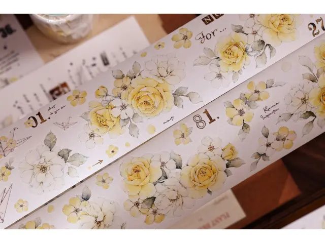 Pre-Order Xiaobaijia Kiss-Cut Washi Tape - Yellow Rose