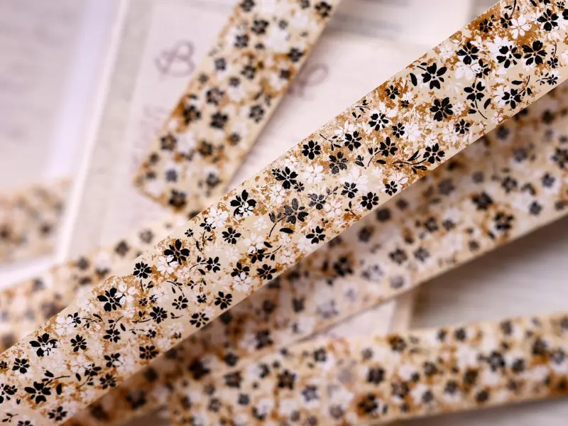 Pre-Order Xiaobaijia Washi Tape With Release Paper - Tea Brown Floral Shadows