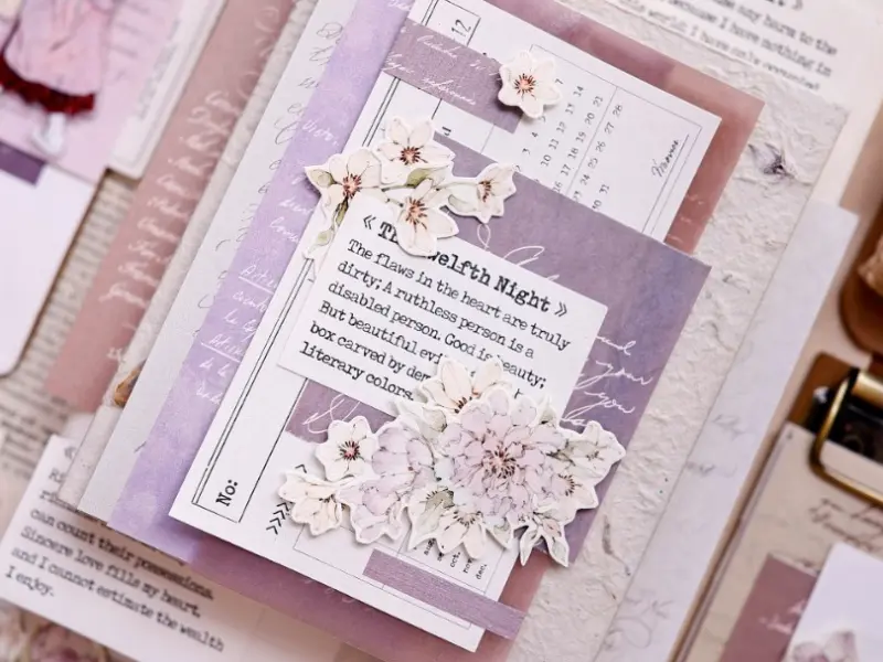 Pre-Order Xiaobaijia Die-Cut Washi Tape - Floral Smoky Purple