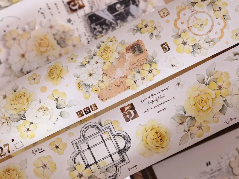 Pre-Order Xiaobaijia Kiss-Cut Washi Tape - Yellow Rose