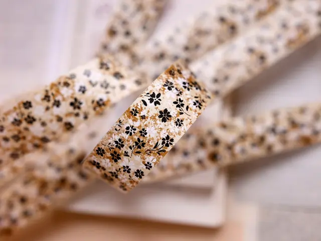 Pre-Order Xiaobaijia Washi Tape With Release Paper - Tea Brown Floral Shadows