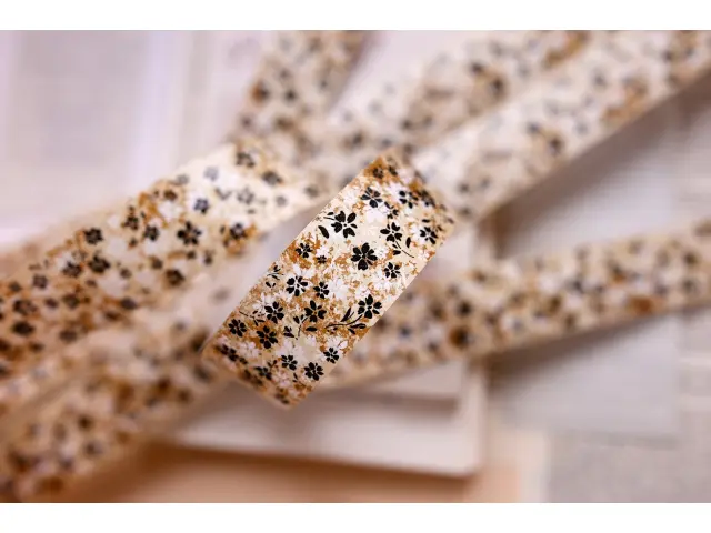 Pre-Order Xiaobaijia Washi Tape With Release Paper - Tea Brown Floral Shadows
