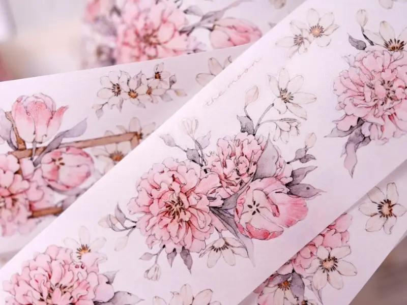 Pre-Order Xiaobaijia Die-Cut Washi Tape - Floral Soft Pink