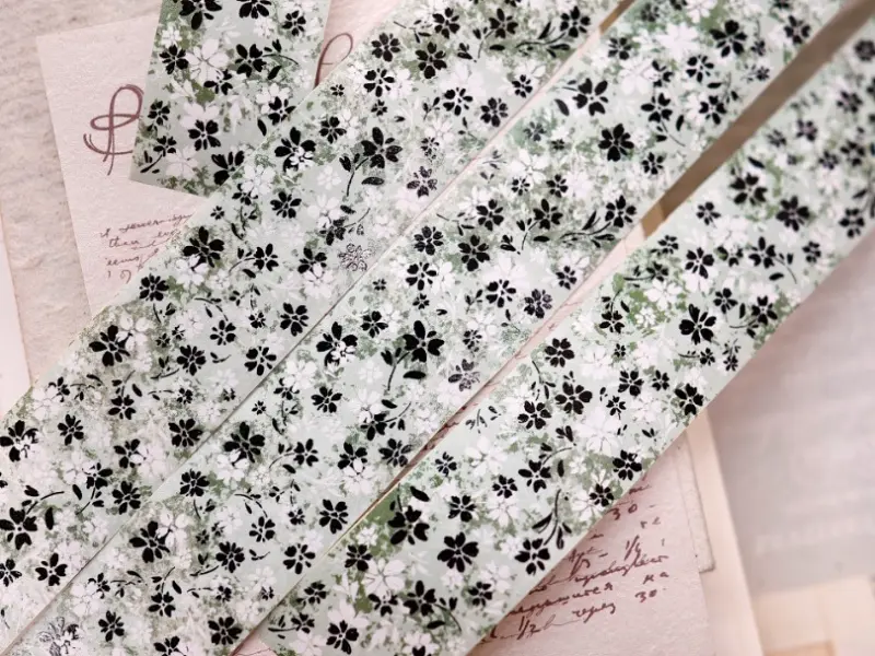Pre-Order Xiaobaijia Washi Tape With Release Paper - Green Mist Floral Letter