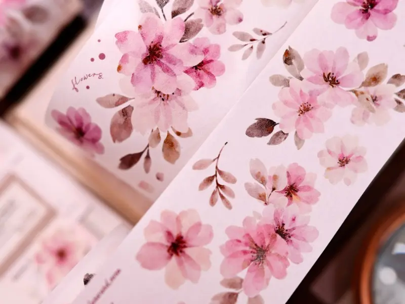 Pre-Order Xiaobaijia Kiss-Cut Washi Tape - Pink Floral Letter