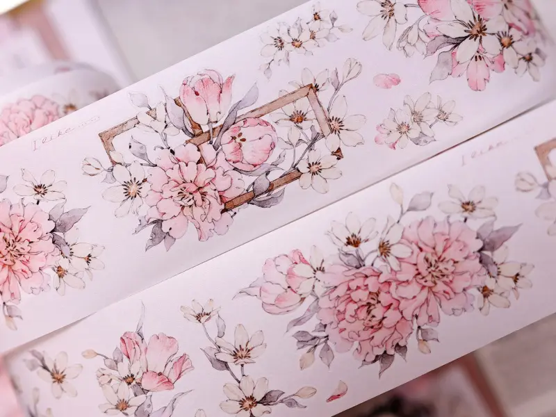 Pre-Order Xiaobaijia Die-Cut Washi Tape - Floral Soft Pink