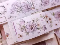 Pre-Order Xiaobaijia Die-Cut Washi Tape - Floral Smoky Purple