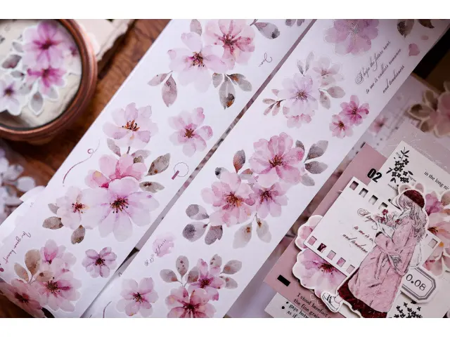 Pre-Order Xiaobaijia Kiss-Cut Washi Tape - Pink Floral Letter