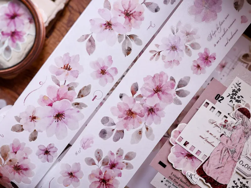 Pre-Order Xiaobaijia Kiss-Cut Washi Tape - Pink Floral Letter