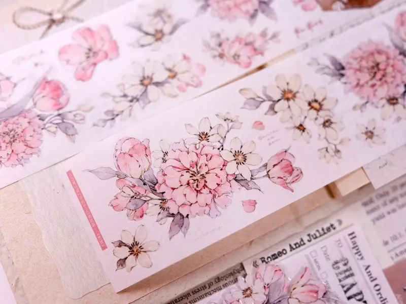 Pre-Order Xiaobaijia Die-Cut Washi Tape - Floral Soft Pink