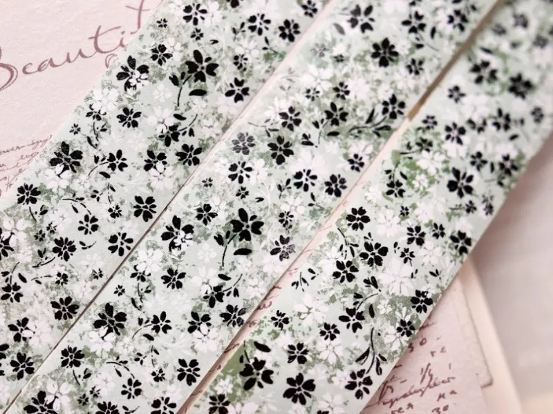 Pre-Order Xiaobaijia Washi Tape With Release Paper - Green Mist Floral Letter