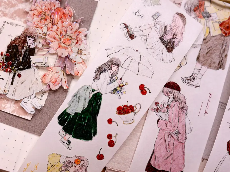 Pre-Order Xiaobaijia Kiss-Cut Washi Tape - Girl Among Flowers