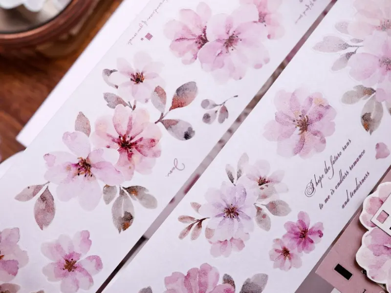 Pre-Order Xiaobaijia Kiss-Cut Washi Tape - Pink Floral Letter