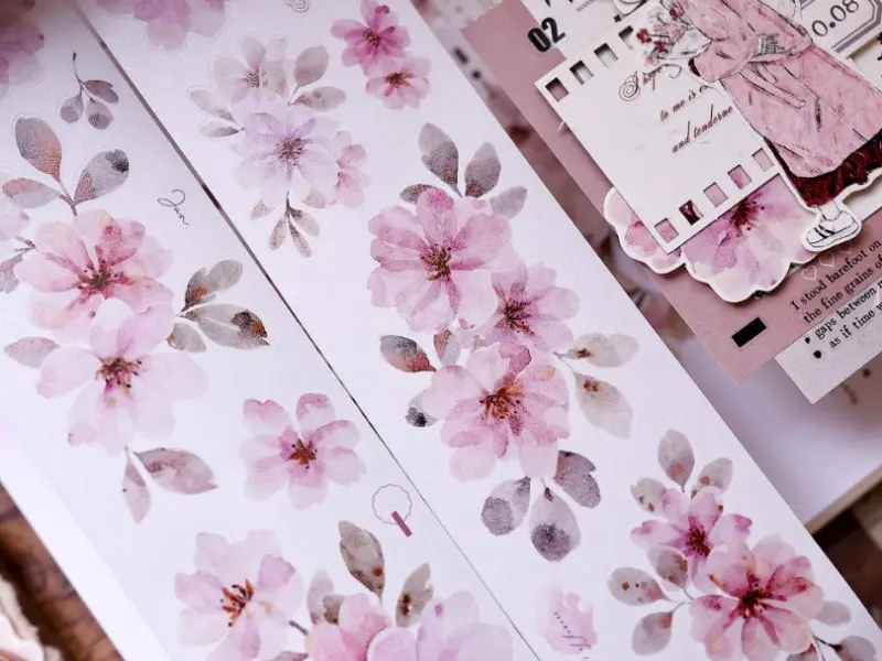 Pre-Order Xiaobaijia Kiss-Cut Washi Tape - Pink Floral Letter