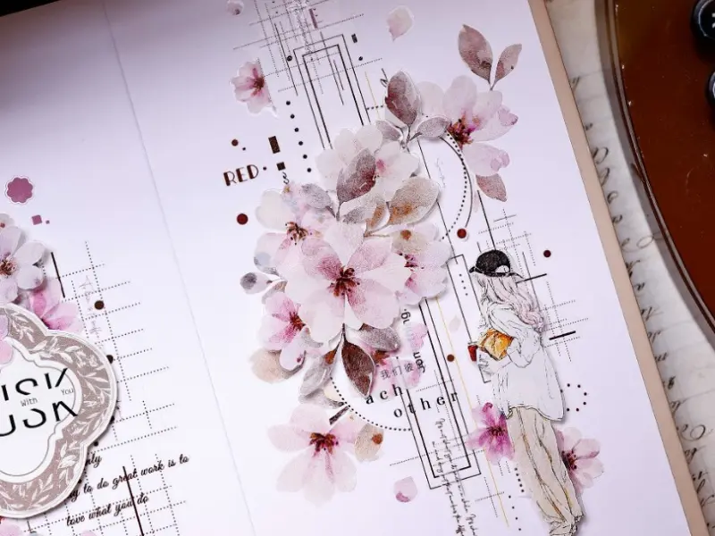 Pre-Order Xiaobaijia Kiss-Cut Washi Tape - Pink Floral Letter