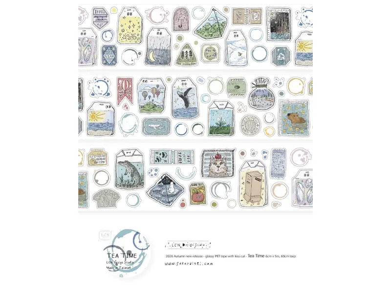 Pre-Order LCN Kiss-Cut PET Tape - Tea Time