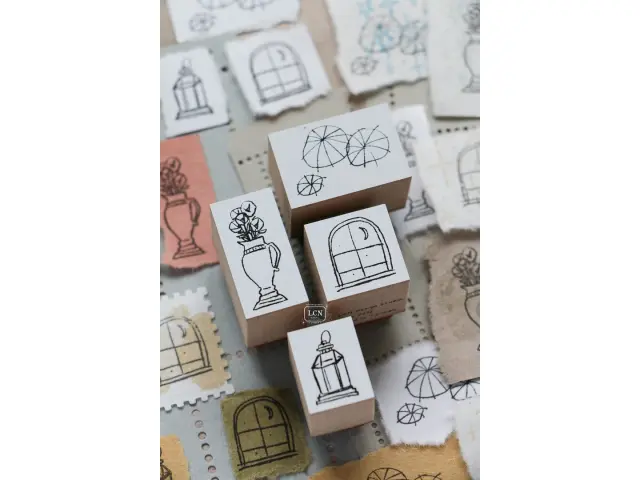 Lin Chia Ning Wooden Rubber Stamp Set - Corner View