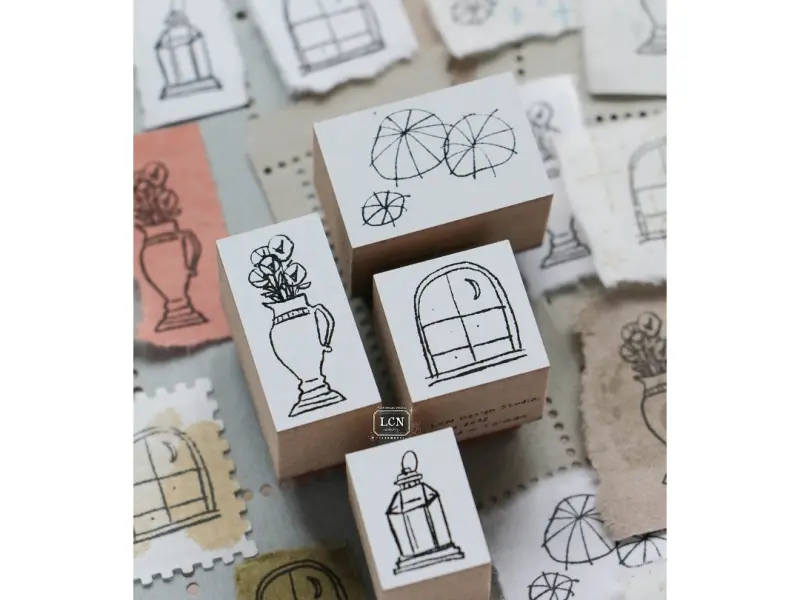 Pre-Order Lin Chia Ning Wooden Rubber Stamp Set - Corner View