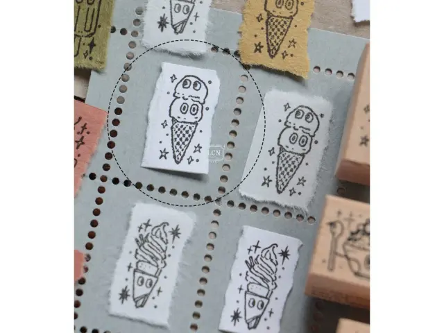 Pre-Order Lin Chia Ning Wooden Rubber Stamp - Double Ice Cream