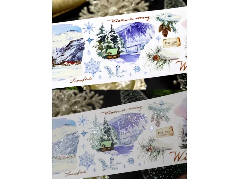 Meowpaji Washi Tape Sample - The Snow Falls Silently