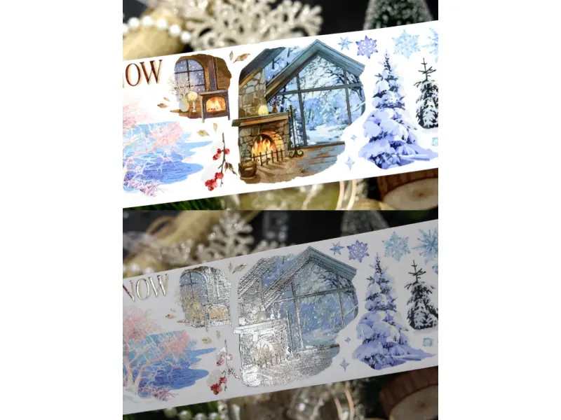 Meowpaji Washi Tape Sample - The Snow Falls Silently