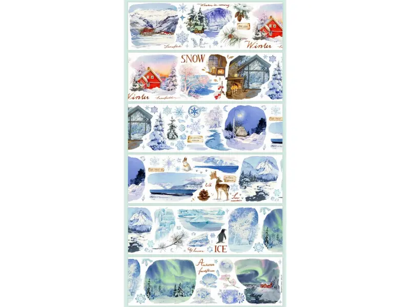 Meowpaji Washi Tape Sample - The Snow Falls Silently