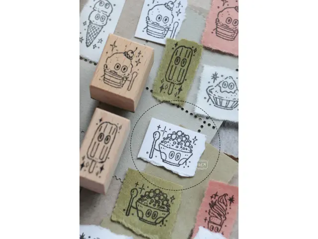 Lin Chia Ning Wooden Rubber Stamp - Shaved Ice With Toppings