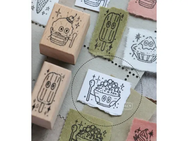 Pre-Order Lin Chia Ning Wooden Rubber Stamp - Shaved Ice With Toppings