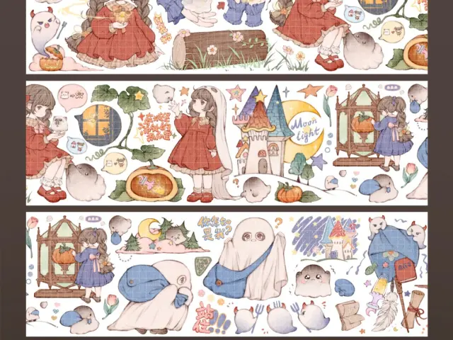 Turtle Studio Washi Tape Sample - Little Cat Ghost