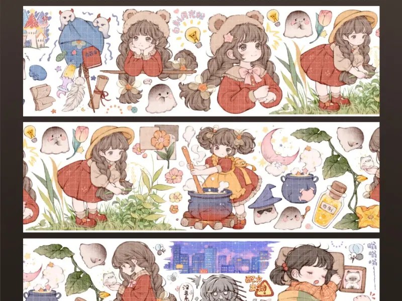 Turtle Studio Washi Tape Sample - Little Cat Ghost