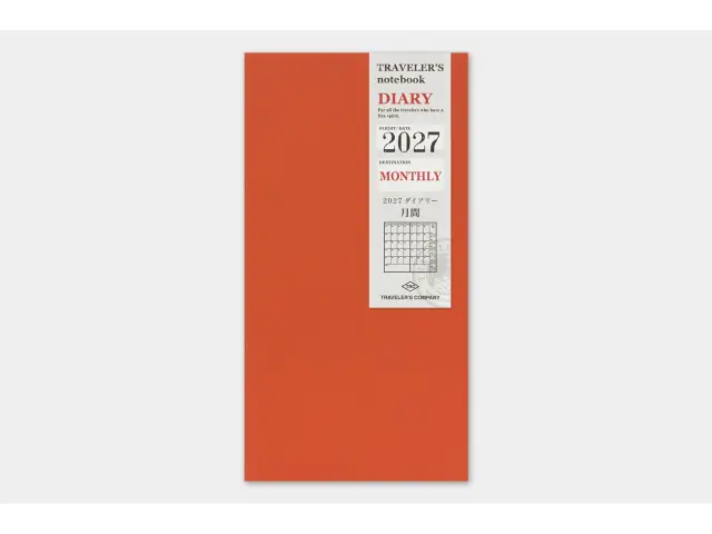 2027 Monthly Diary Traveler's Notebook Refill (Regular Size)
