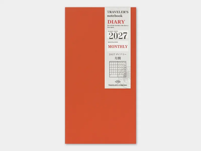 Pre-Order 2027 Monthly Diary Traveler's Notebook Refill (Regular Size)
