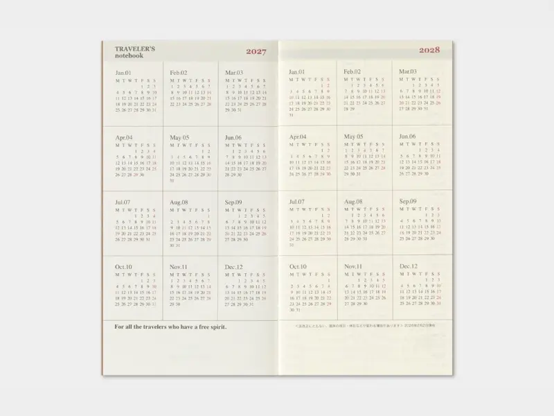 Pre-Order 2027 Weekly + Memo Diary - Traveler's Notebook Refill Set (Regular Size)