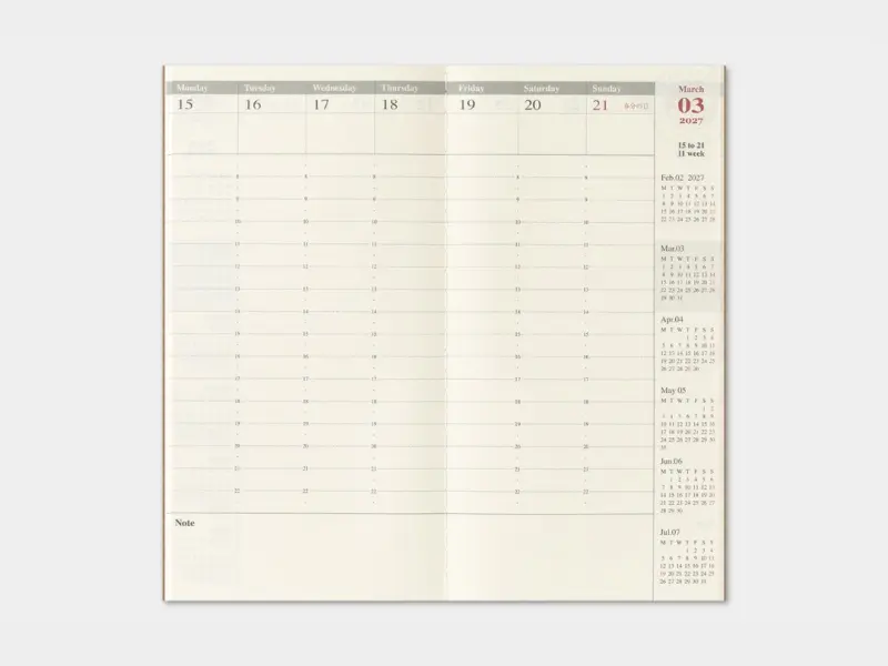 Pre-Order 2027 Weekly Vertical Diary - Traveler's Notebook Refill Set (Regular Size)