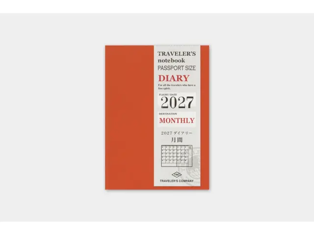 2027 Monthly Diary - Traveler's Notebook Refill (Passport Size)