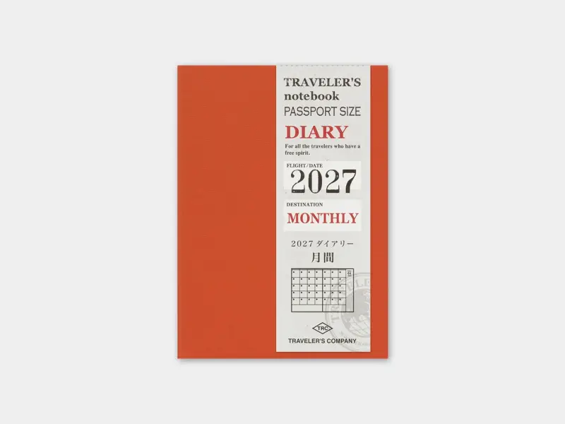 Pre-Order 2027 Monthly Diary - Traveler's Notebook Refill (Passport Size)