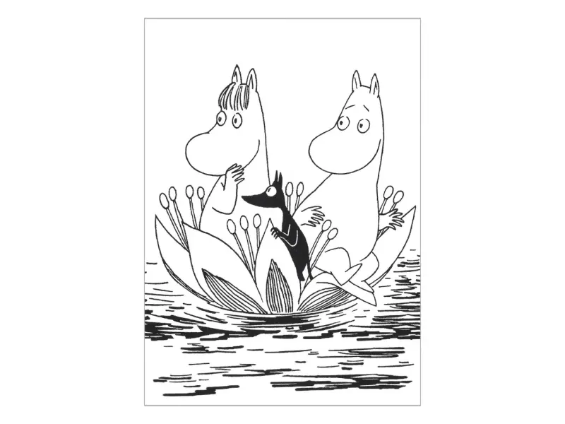 Moomin Postcard Black & White - Snork Maiden And Moomintroll