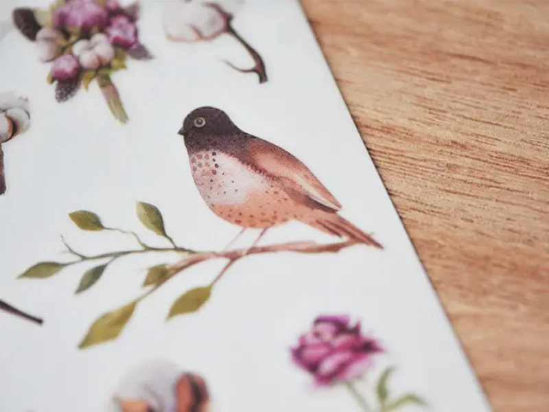 MU Craft Print On Transfer Stickers Flower Series Cotton Bird