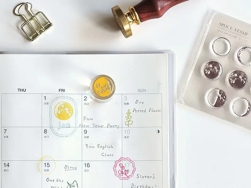 MU Icon Stamp No.12 Moon Phase Planet Splice Stamp