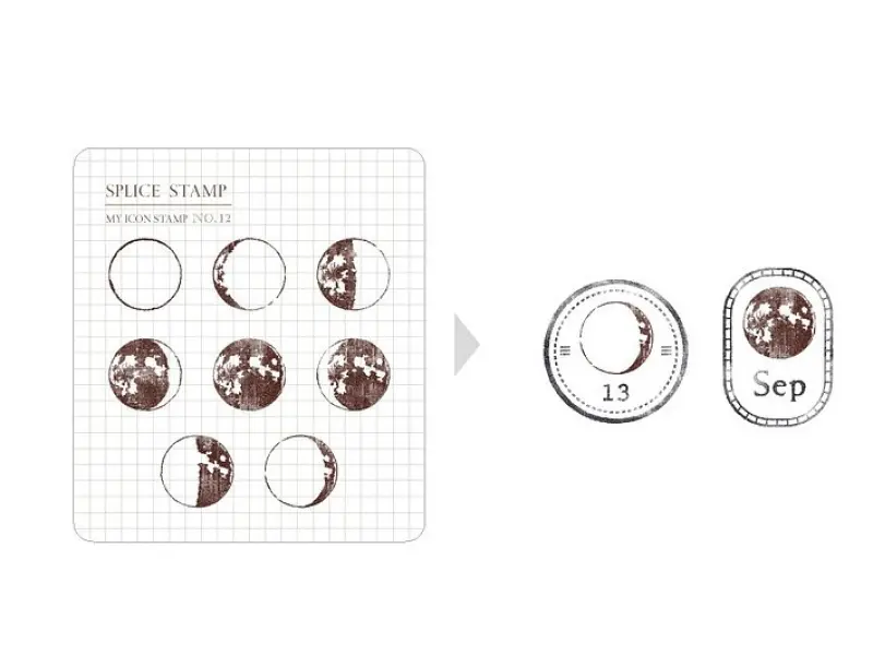 MU Icon Stamp No.12 Moon Phase Planet Splice Stamp