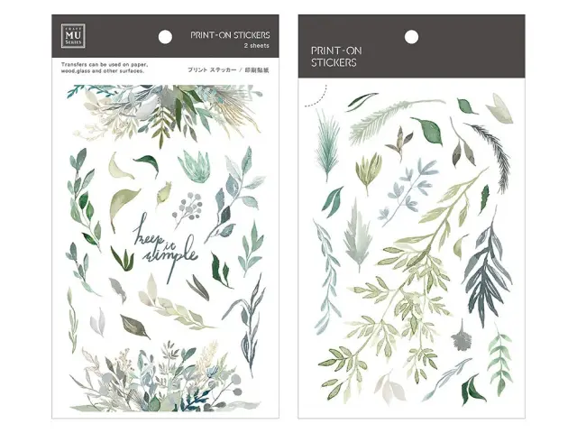 MU Print-On Siirtotarrat 074 - Green Leaves