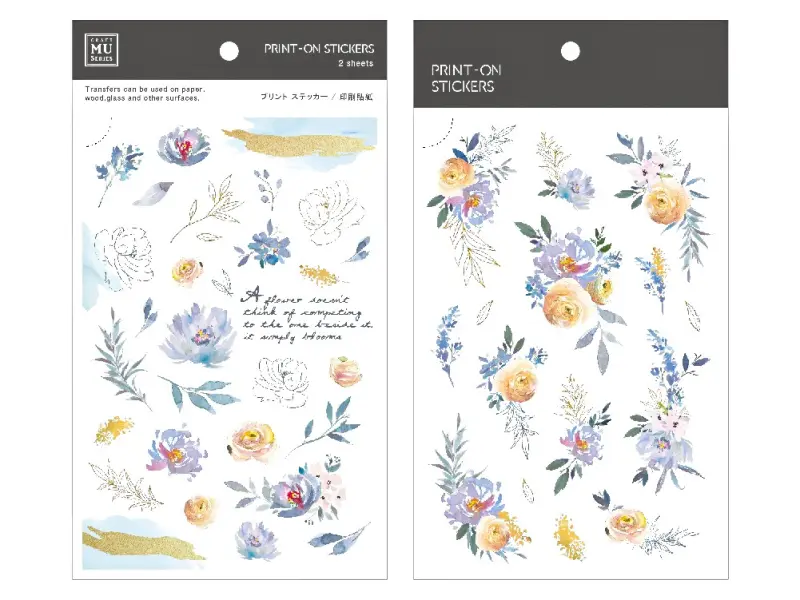 MU Print On Stickers Dust Blue Bouquet 107