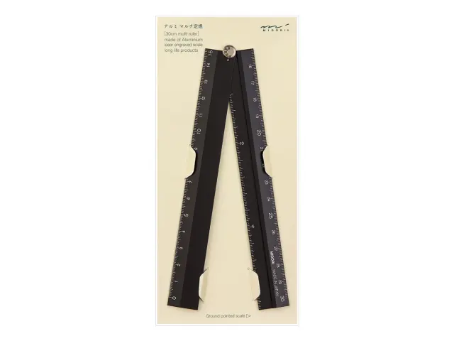 Midori Foldable Aluminum Multi Ruler 30 cm - Black
