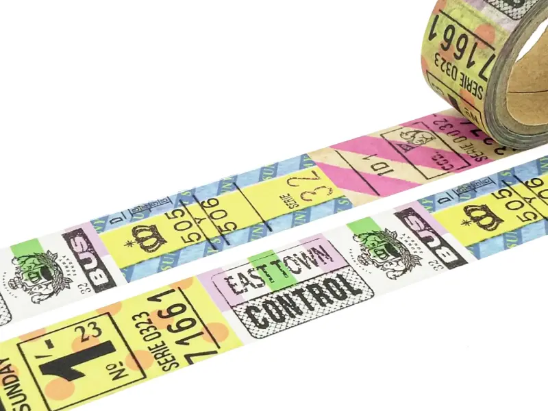 Sunny Sunday Washi Tape - Colorful Vintage Ticket