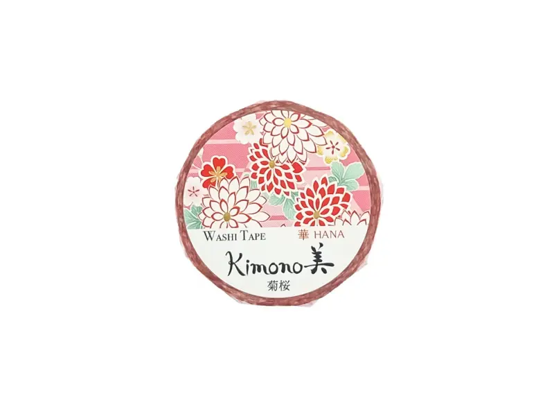 Washi Tape Kimono - Pink Chrysanthemum