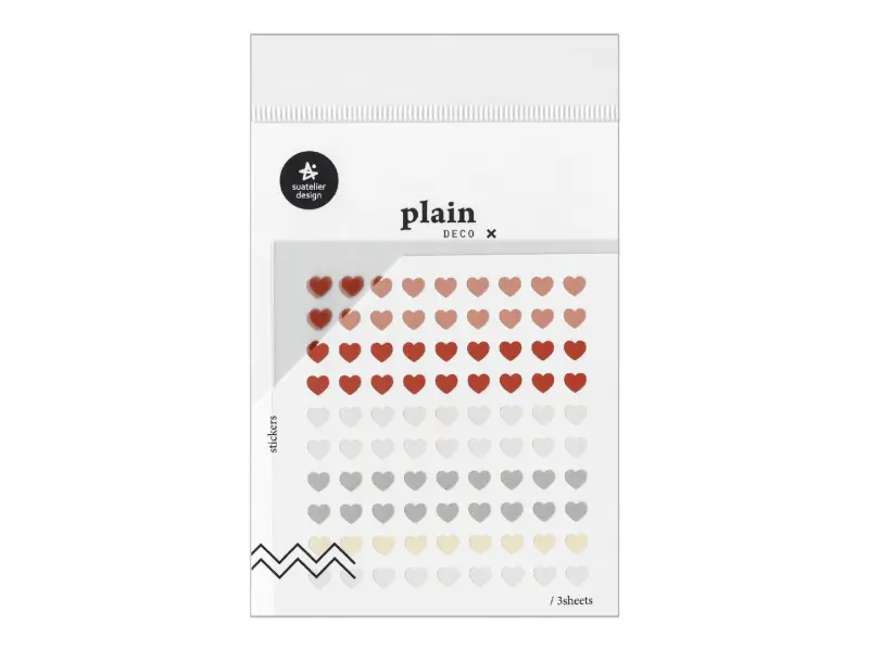 Suatelier Deco Planner Small Heart Stickers 3 Sheets Plain. 51