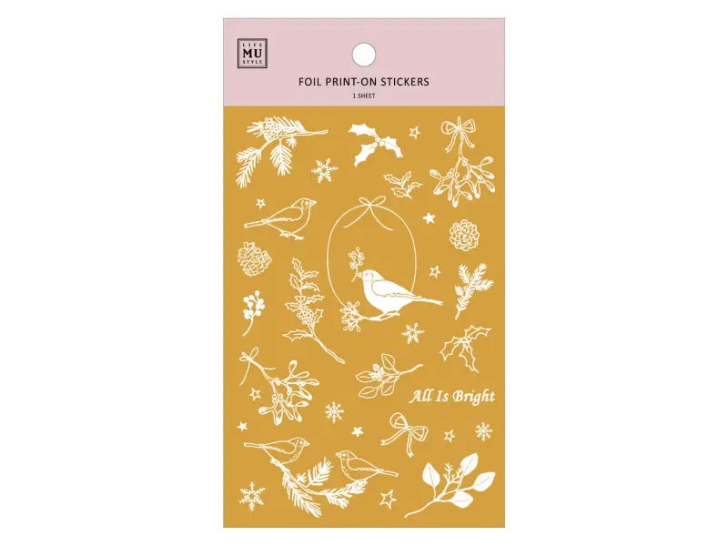 MU | Gold Foil Rub-On Transfer Stickers Winter Limited Edition - Bird On Branch