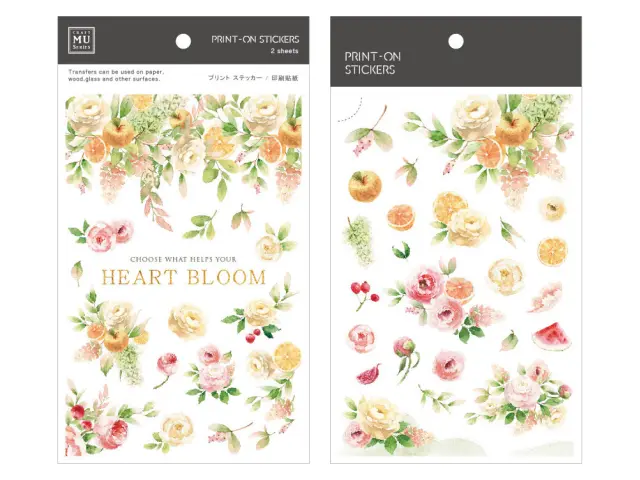 MU Print-On Transfer Stickers 172 - Heart Blooms