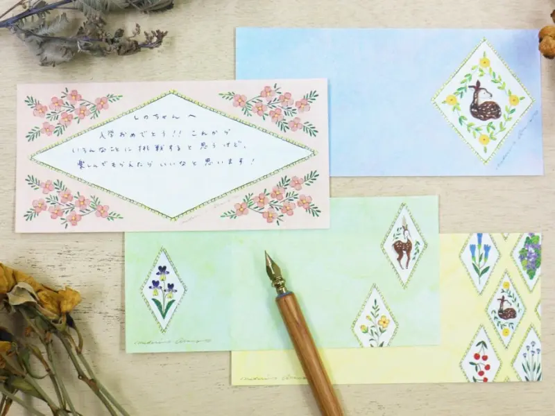 Midori Asano Notepad - Deer And Flowers